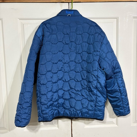 Marker Men’s Blue Quilted Padded Full Zip Coat Jacket Size XXL Font Zip Pockets - Picture 7 of 13